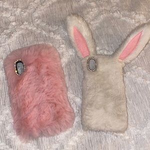 Set of Furry Phone Case with Rhinestones